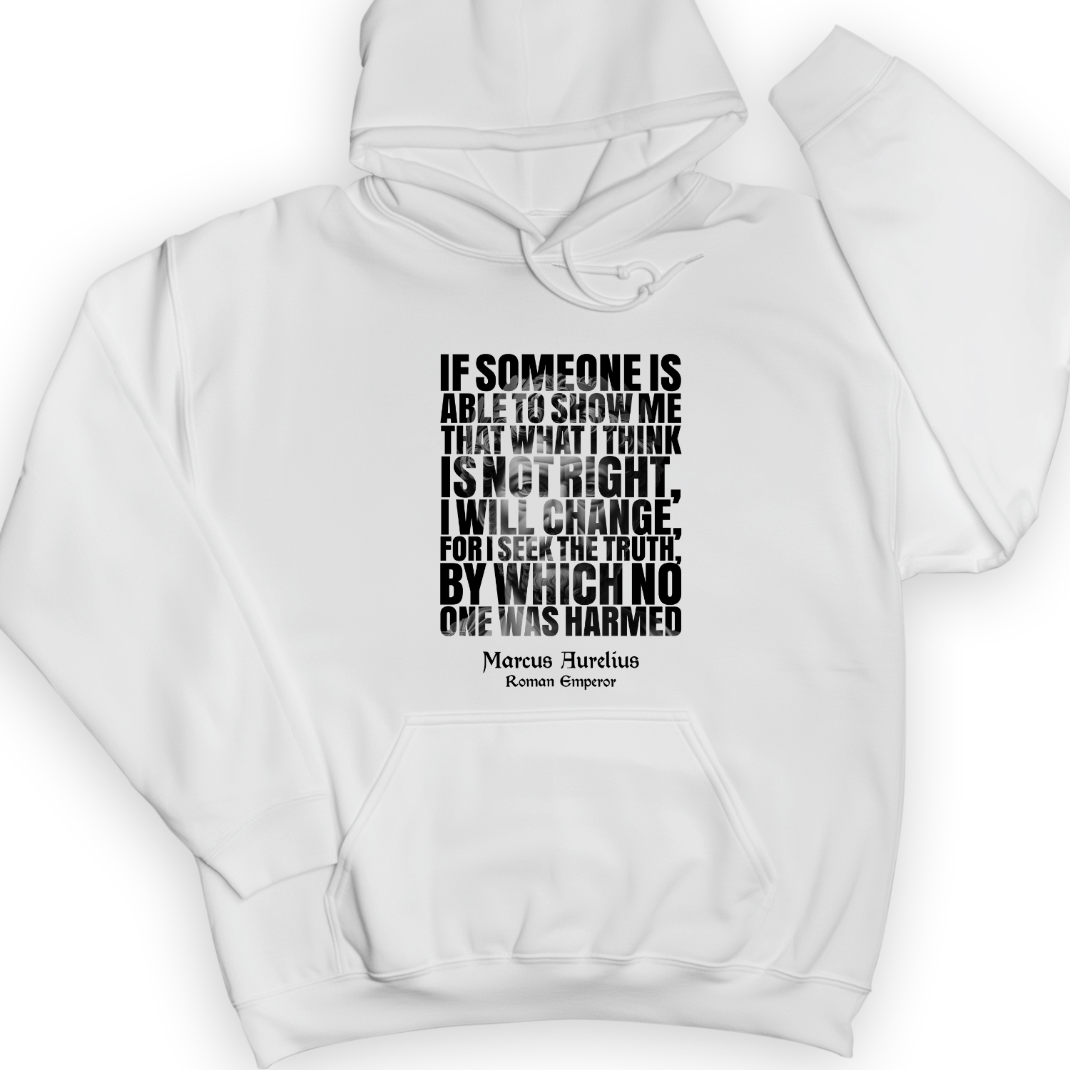 Marcus Aurelius Quote Hoodie White / S