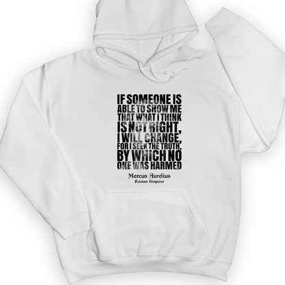 Marcus Aurelius Quote Hoodie White / S