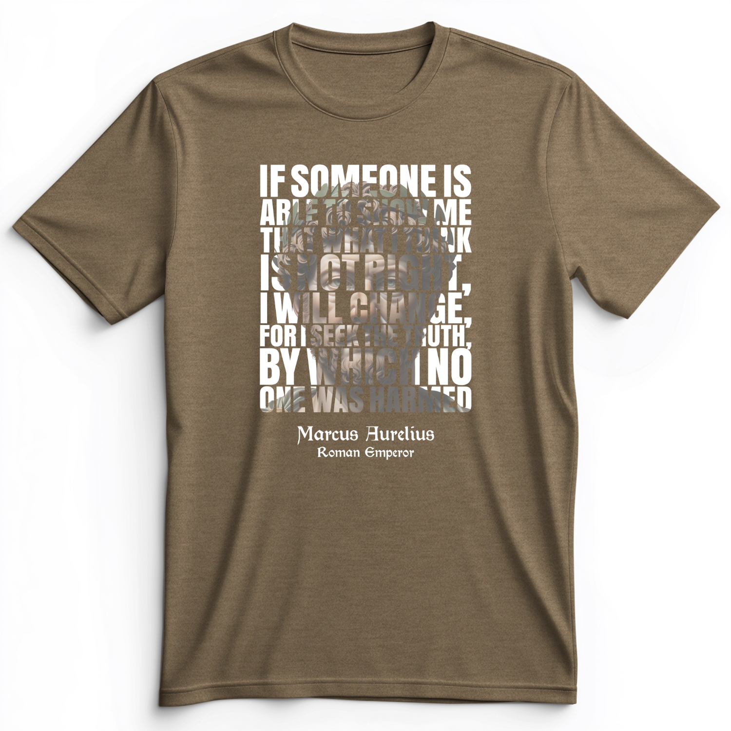 Marcus Aurelius Quote Premium Tee Heather Olive / S
