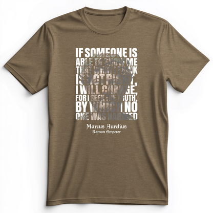 Marcus Aurelius Quote Premium Tee Heather Olive / S