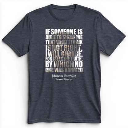 Marcus Aurelius Quote Premium Tee Heather Navy / S