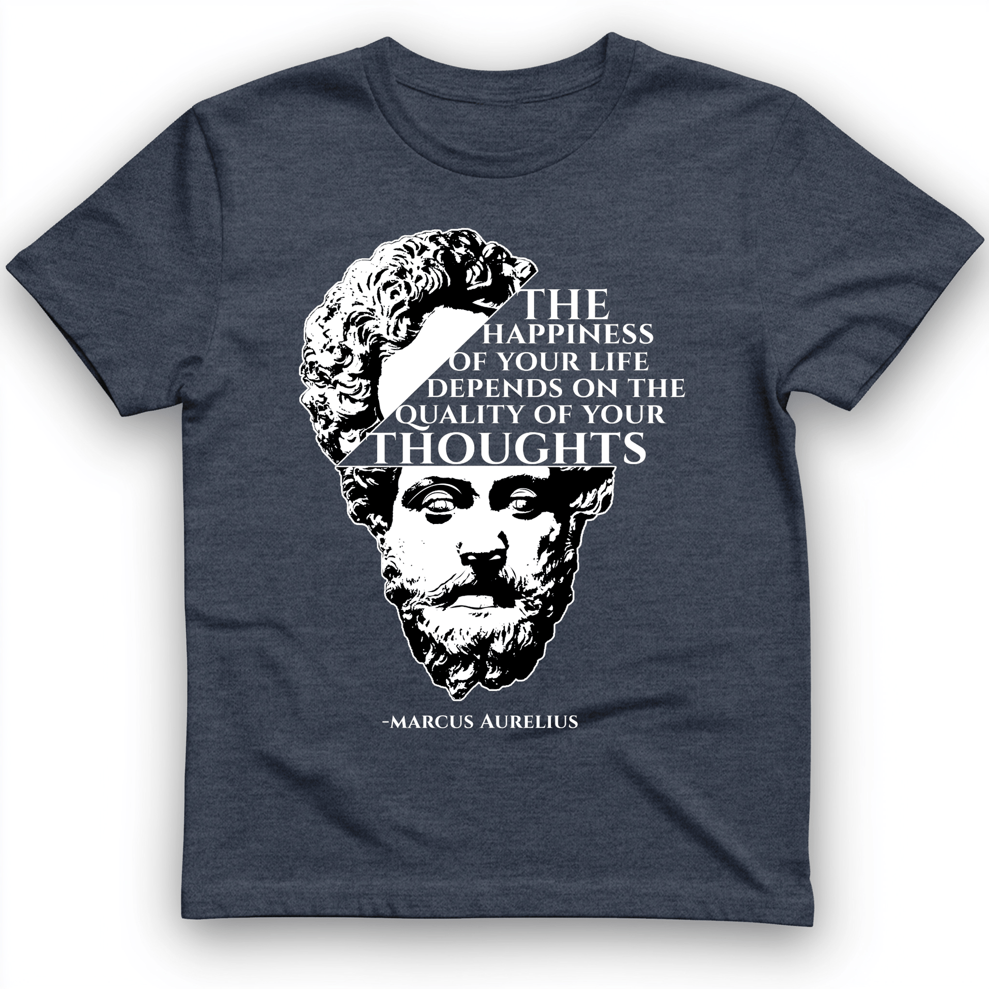 Marcus Aurelius Quote T-Shirt Heather Navy / S