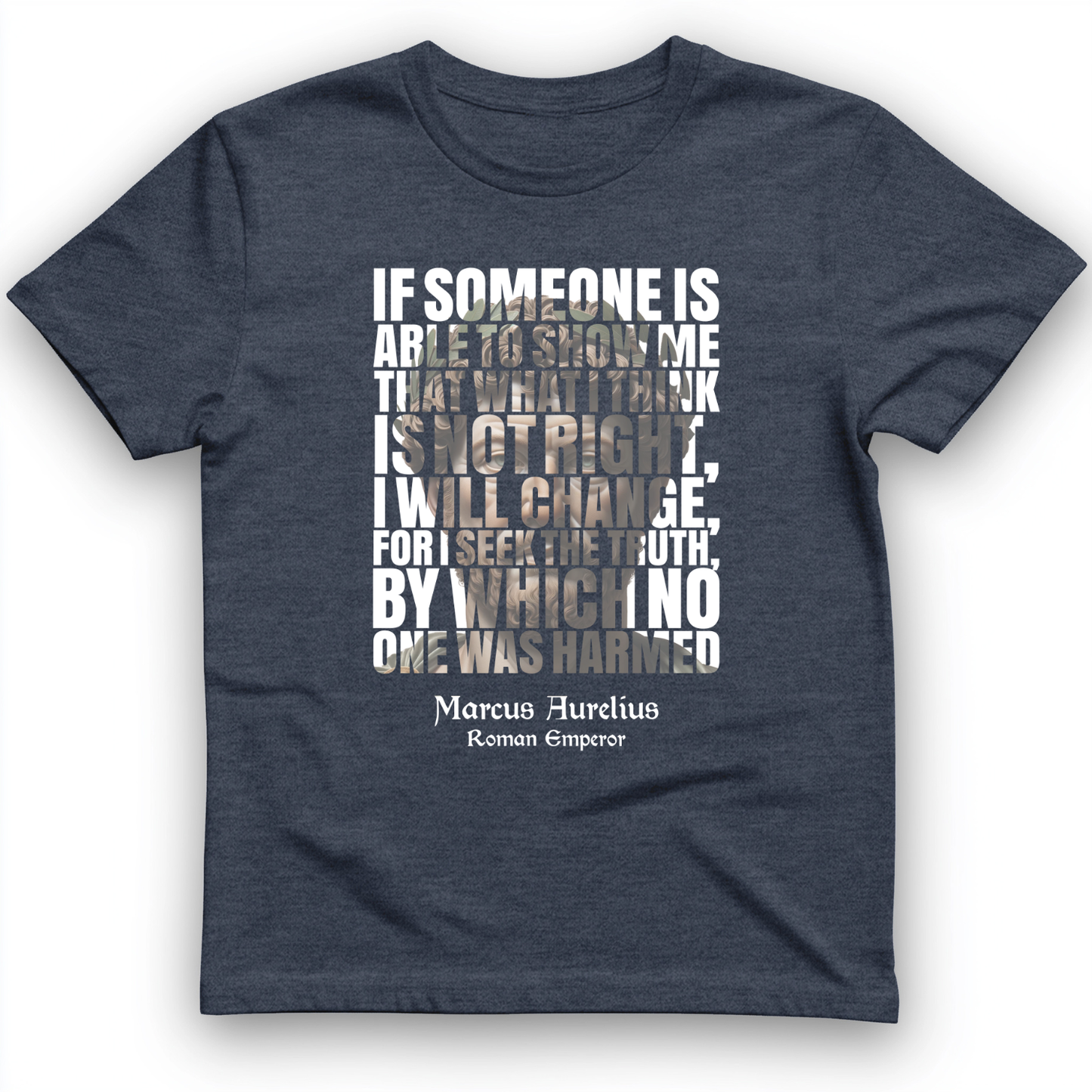 Marcus Aurelius Quote T-Shirt Heather Navy / S