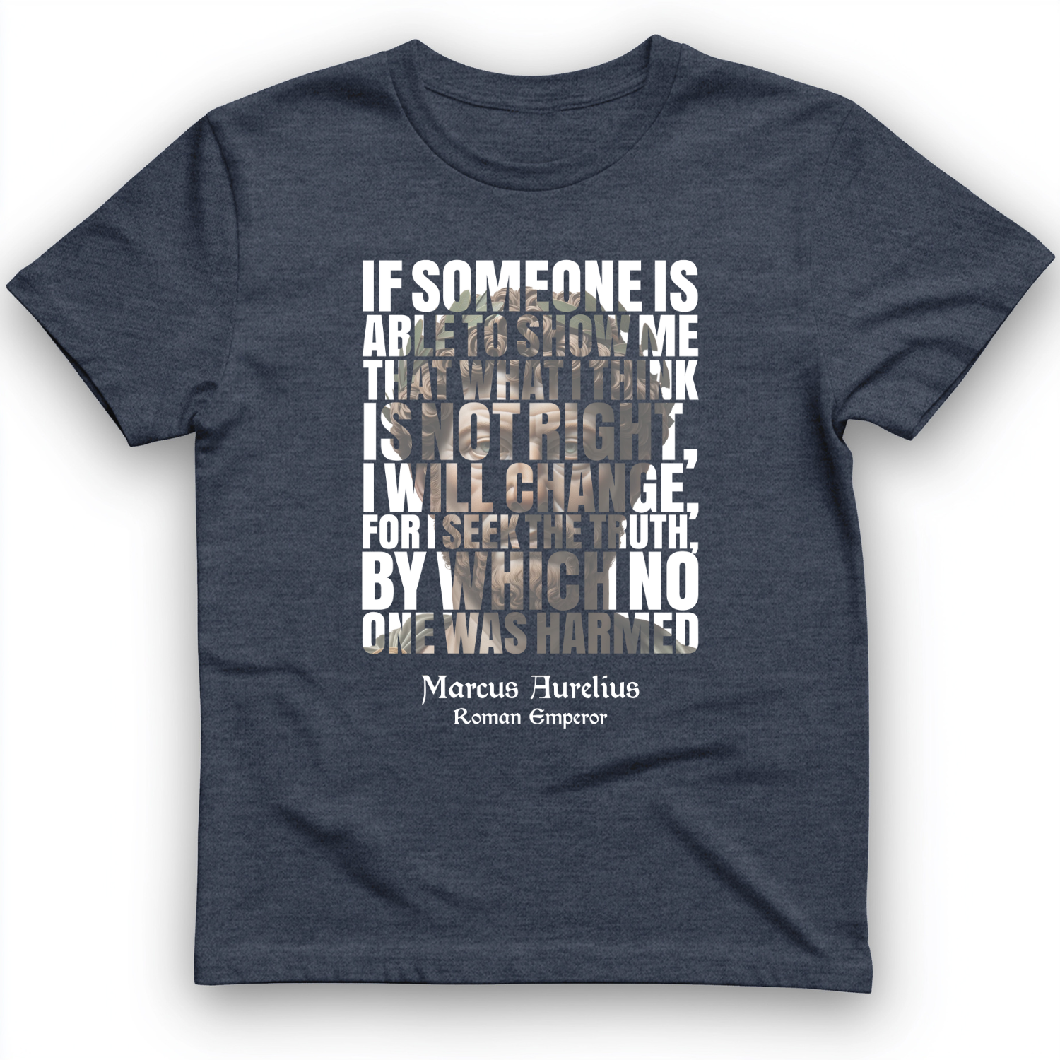Marcus Aurelius Quote T-Shirt Heather Navy / S
