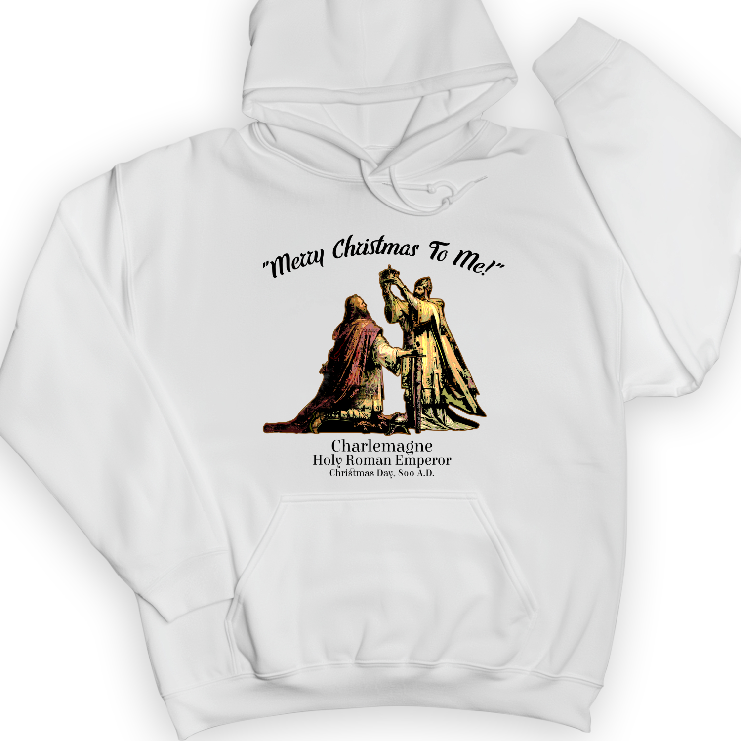 Merry Christmas Charlemagne Hoodie White / S