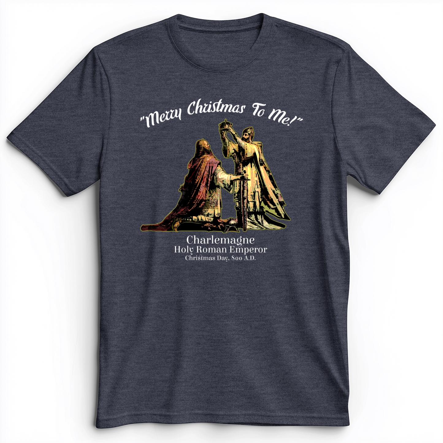 Merry Christmas Charlemagne Premium Tee Heather Navy / S