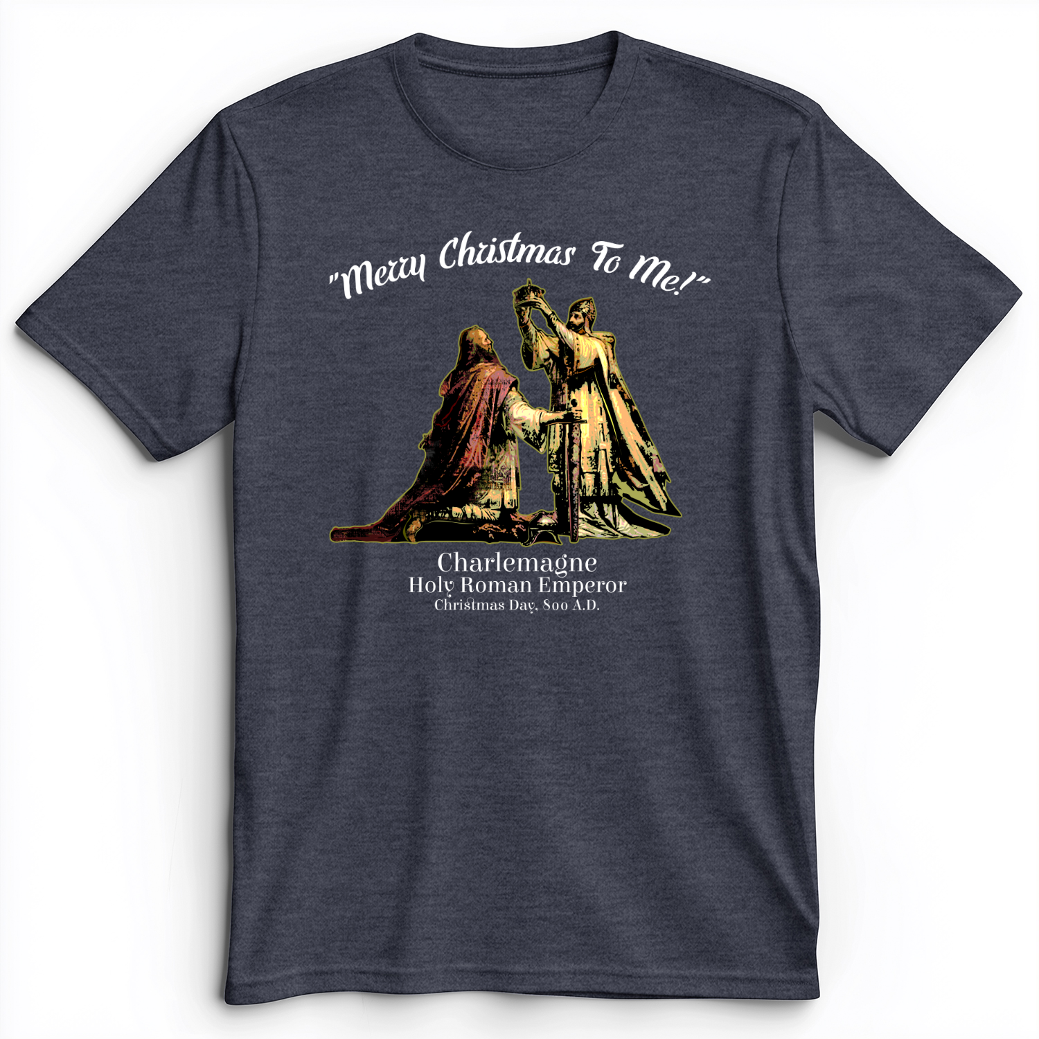 Merry Christmas Charlemagne Premium Tee Heather Navy / S