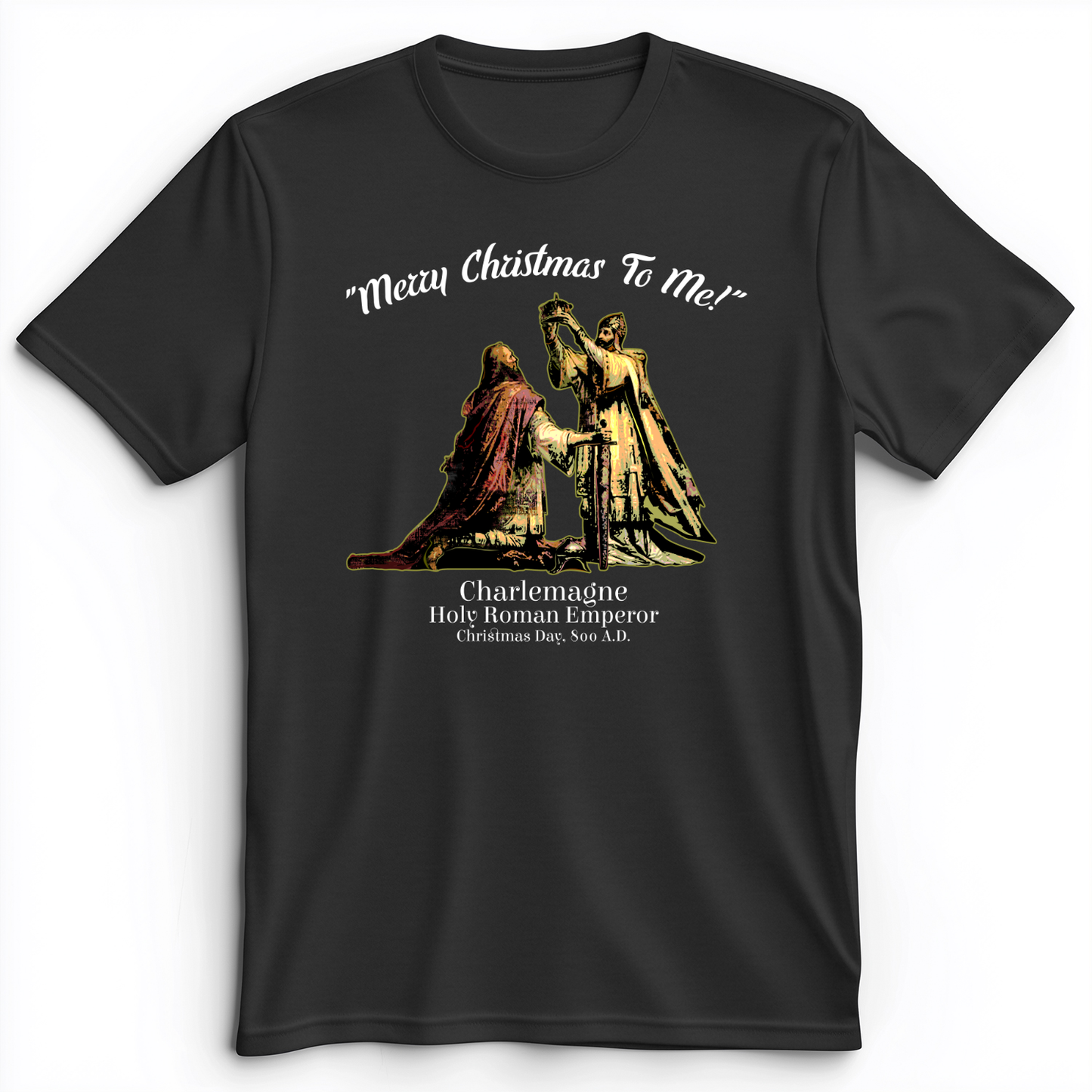 Merry Christmas Charlemagne Premium Tee Dark Grey Heather / S