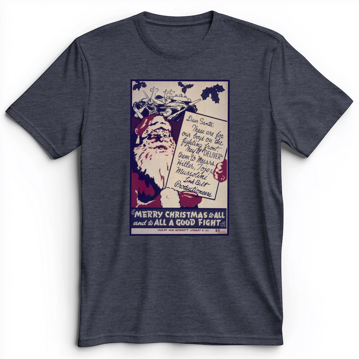 Merry Christmas To All And To All A Good Fight Premium Tee Heather Navy / S