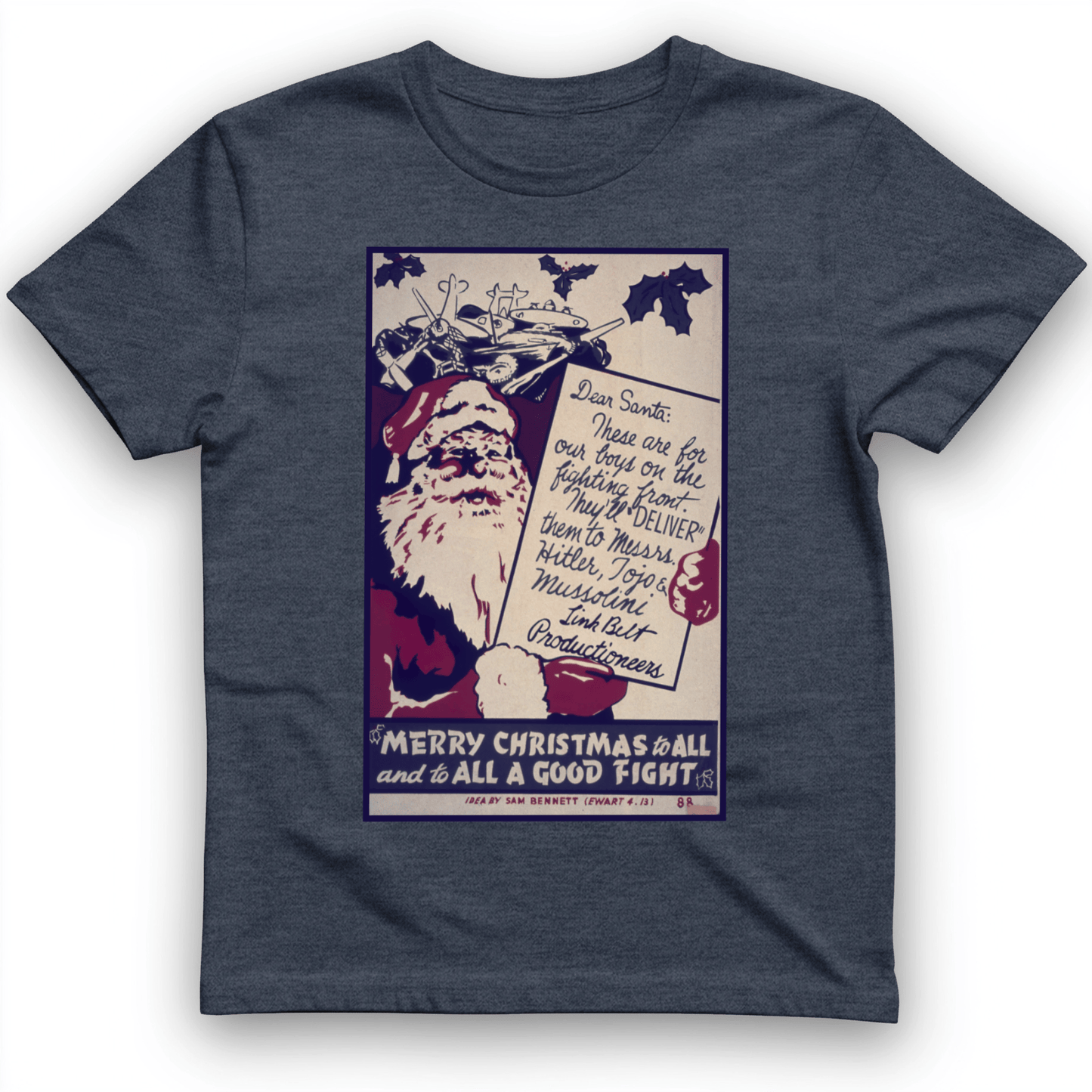 Merry Christmas To All And To All A Good Fight T-Shirt Heather Navy / S