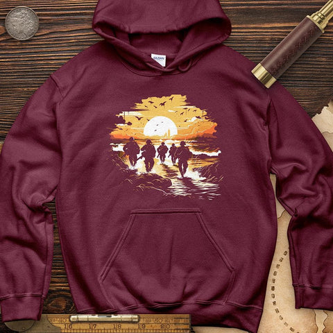 Military Vector Illustration Hoodie Maroon / S