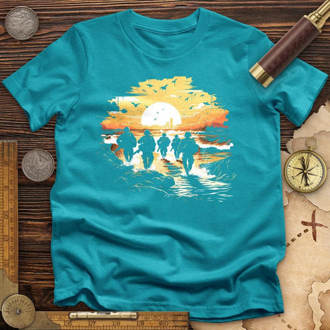 Military Vector Illustration T-Shirt Tropical Blue / S