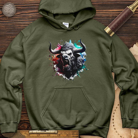 Minotaur Splatter Hoodie Military Green / S