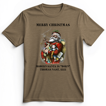 Modern Santa Claus Premium Tee Heather Olive / S
