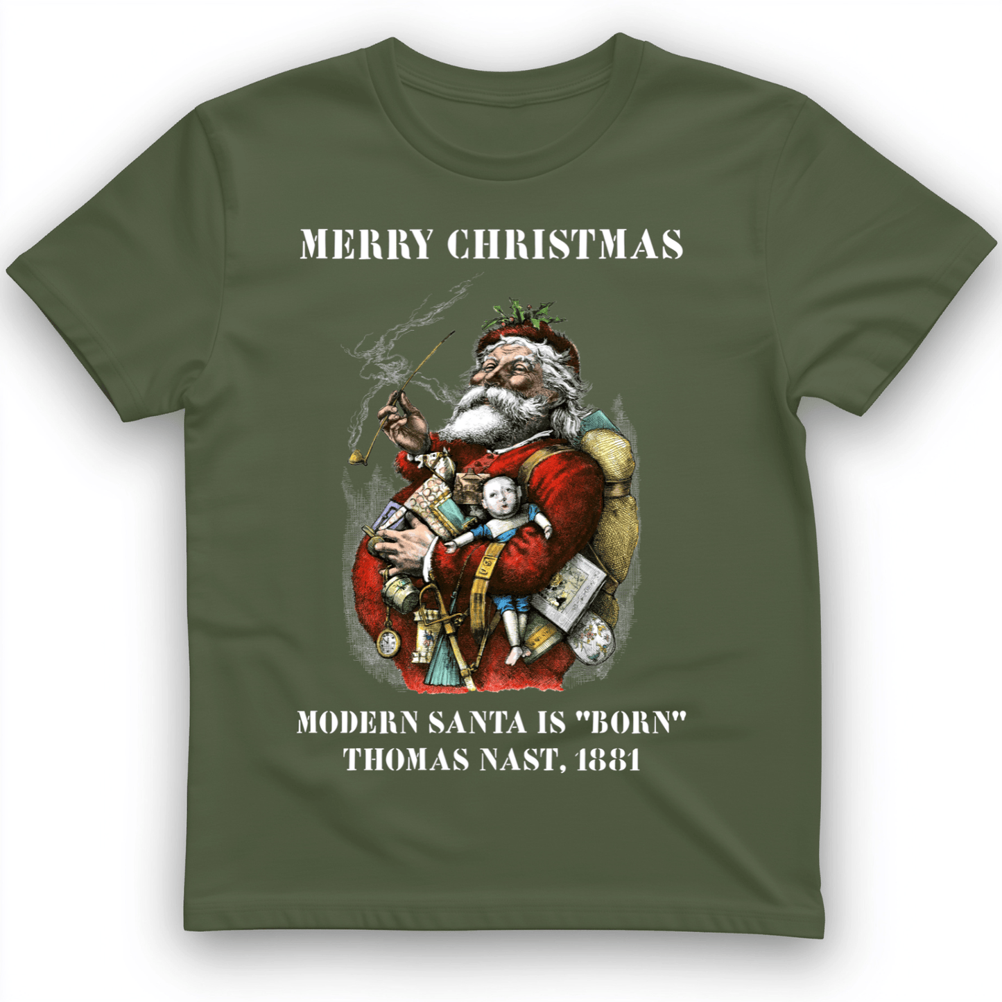 Modern Santa Claus T-Shirt Military Green / S