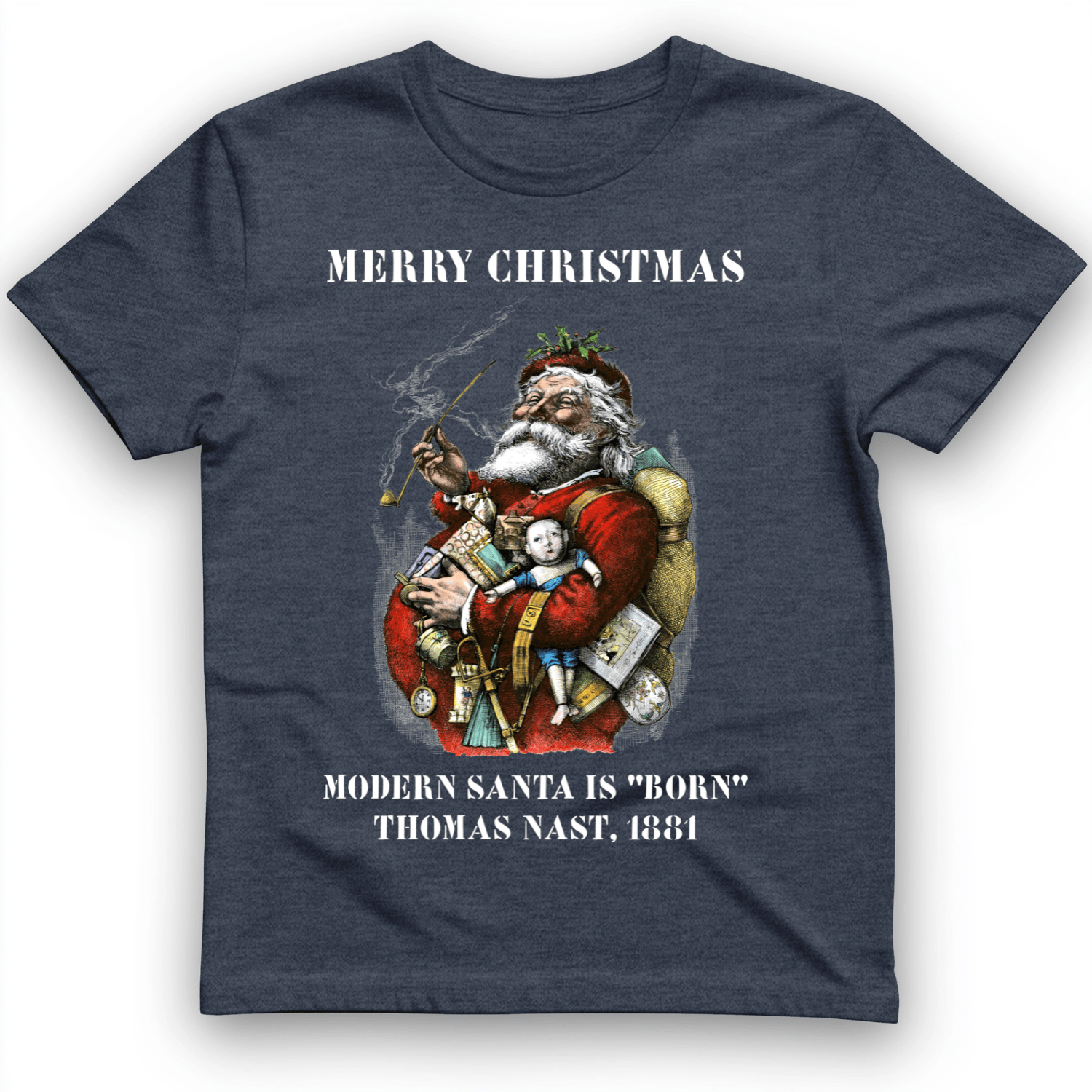 Modern Santa Claus T-Shirt Heather Navy / S