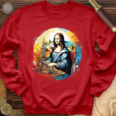 Mona Lisa Art Crewneck Red / S