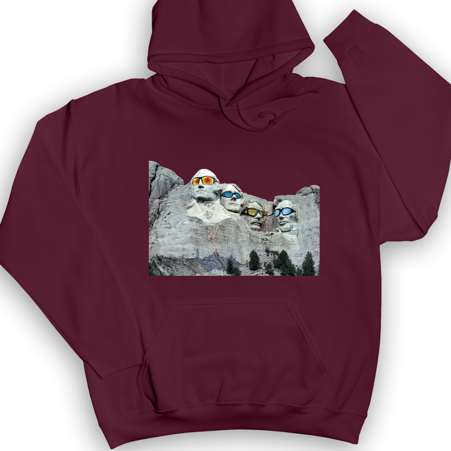 Mount Rushmore Shades Hoodie Maroon / S
