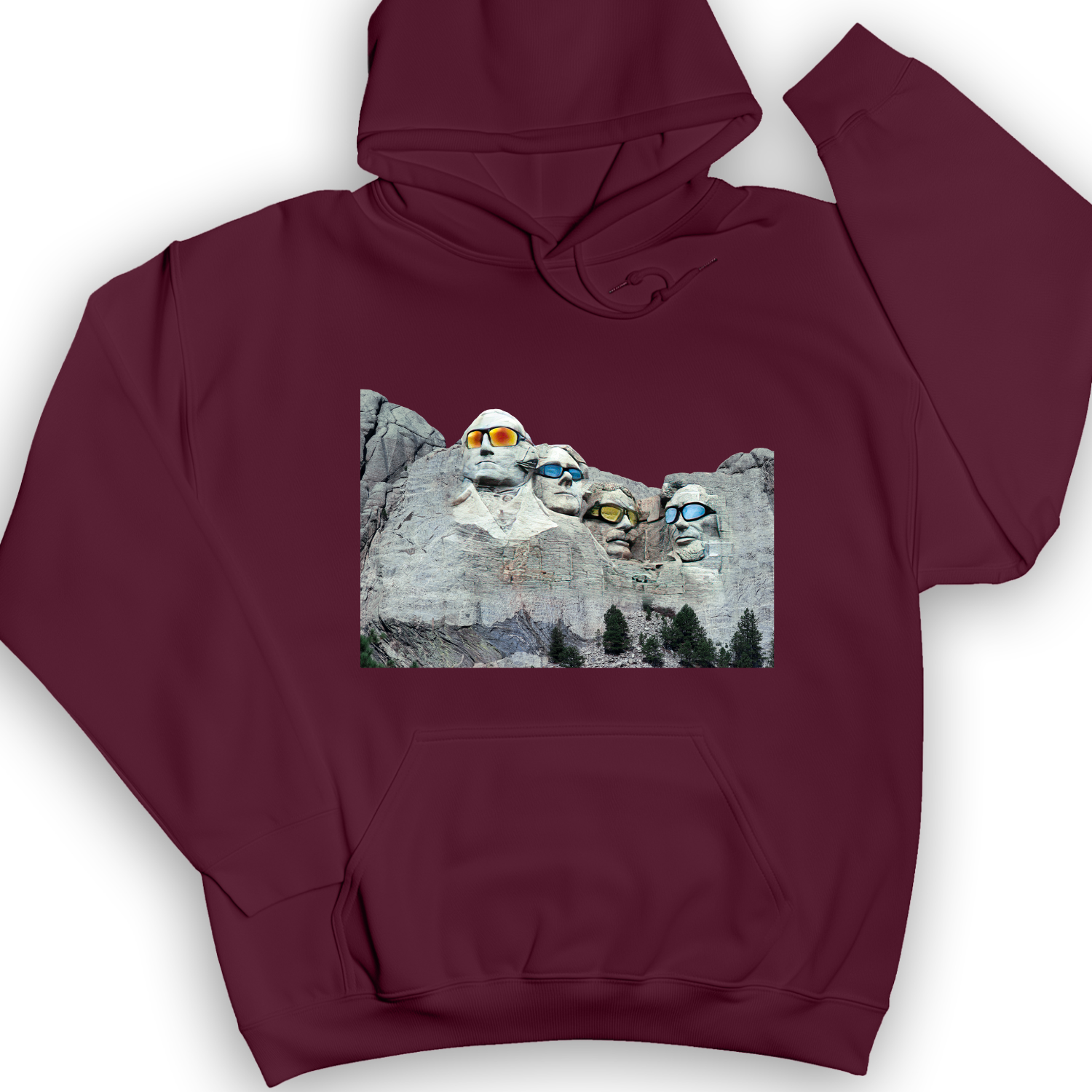 Mount Rushmore Shades Hoodie Maroon / S