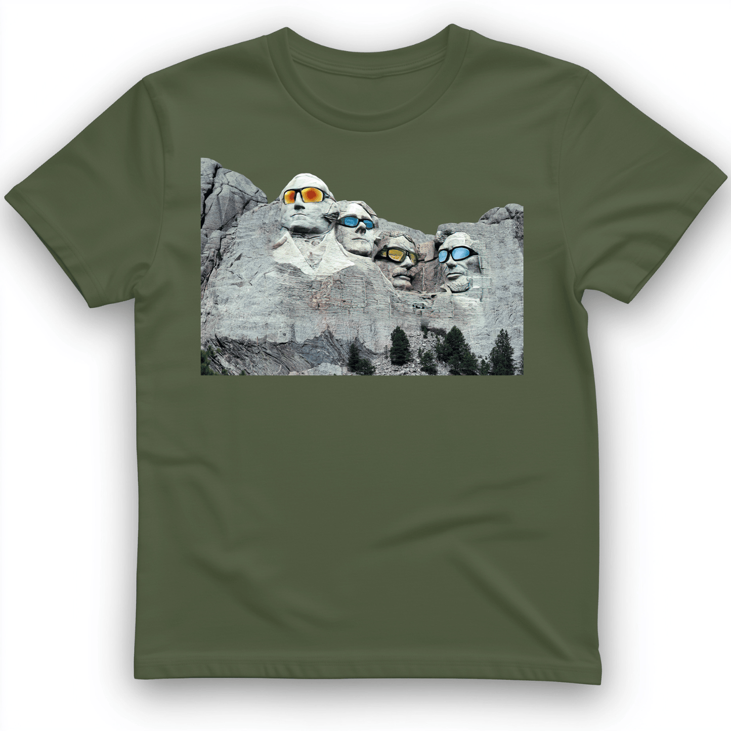 Mount Rushmore Shades T-Shirt Military Green / S