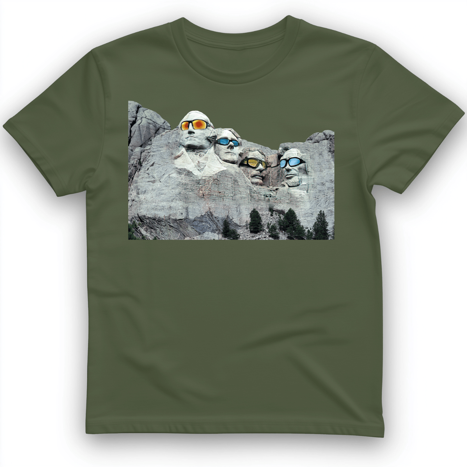 Mount Rushmore Shades T-Shirt Military Green / S