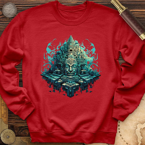 Mysterious Aztec Temple Crewneck Red / S