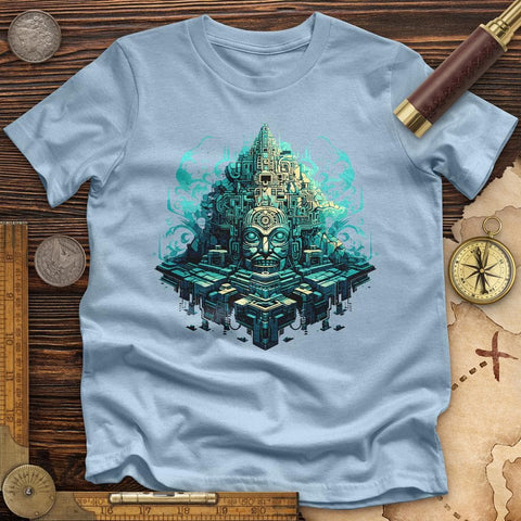 Mysterious Aztec Temple High Quality Tee Light Blue / S