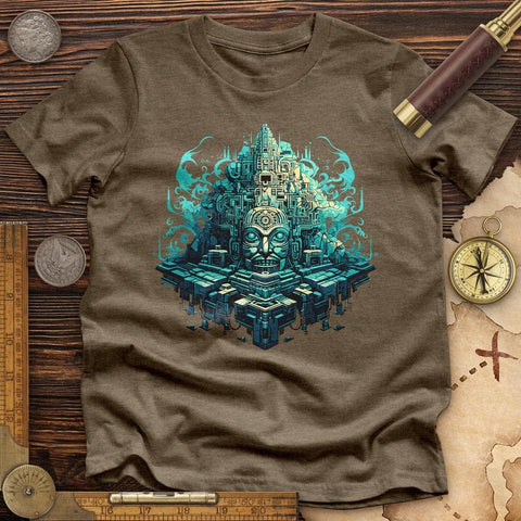 Mysterious Aztec Temple High Quality Tee Heather Olive / S