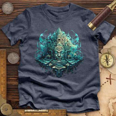 Mysterious Aztec Temple High Quality Tee Heather Navy / S