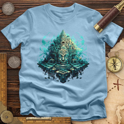 Mysterious Aztec Temple T-Shirt Light Blue / S