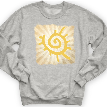 Native American Sun Symbol Crewneck Sport Grey / S
