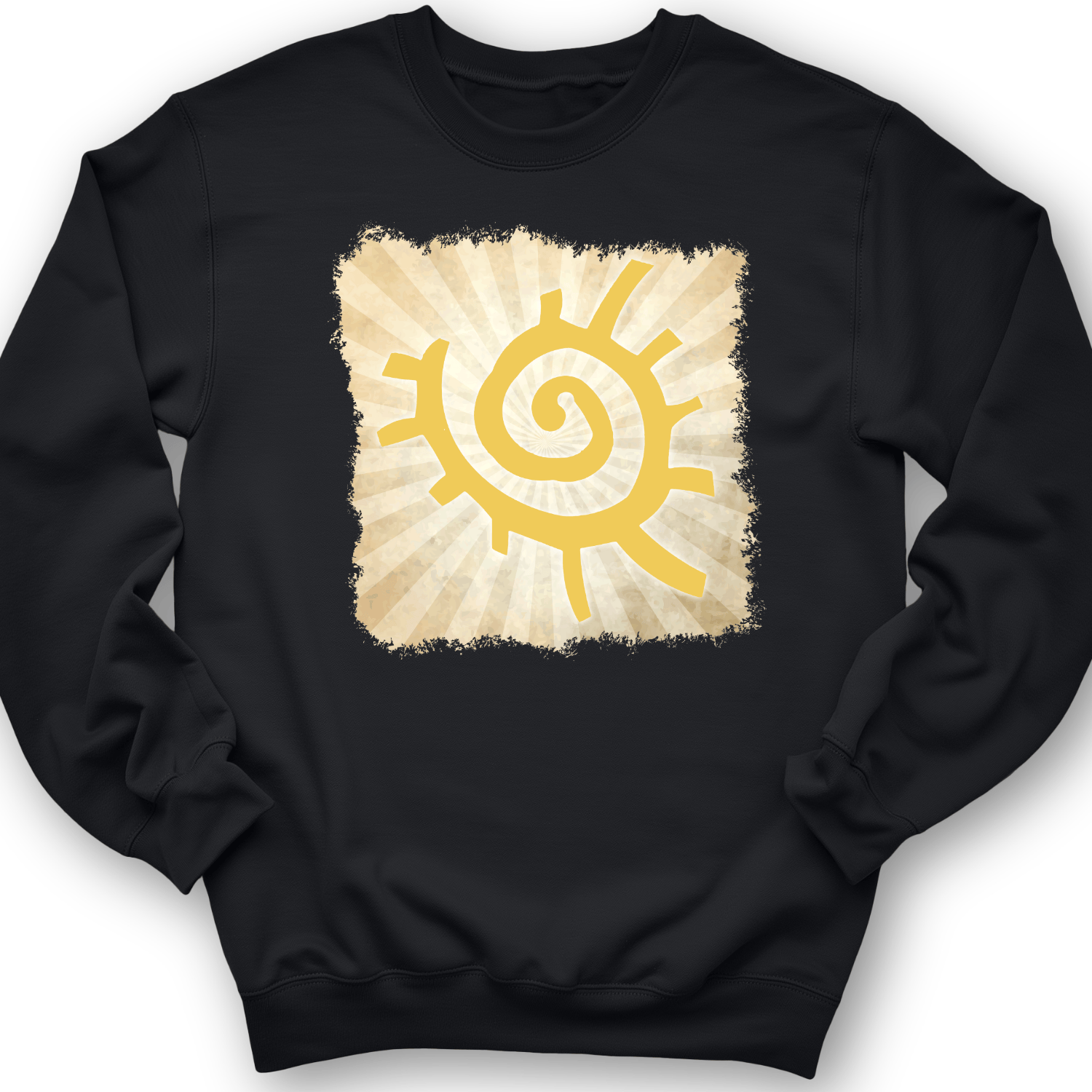 Native American Sun Symbol Crewneck Black / S