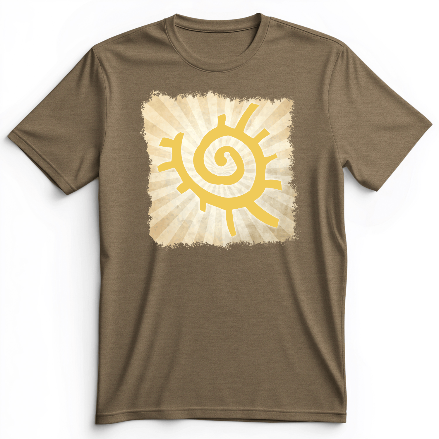 Native American Sun Symbol Premium Tee Heather Olive / S