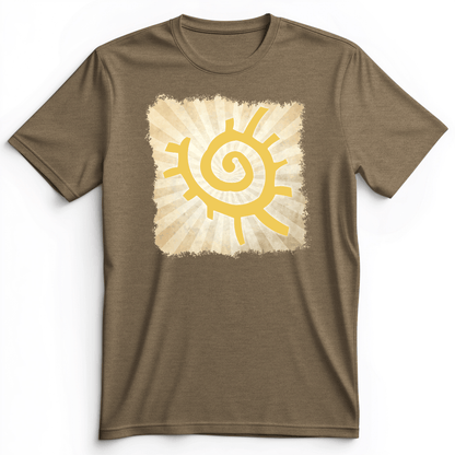 Native American Sun Symbol Premium Tee Heather Olive / S