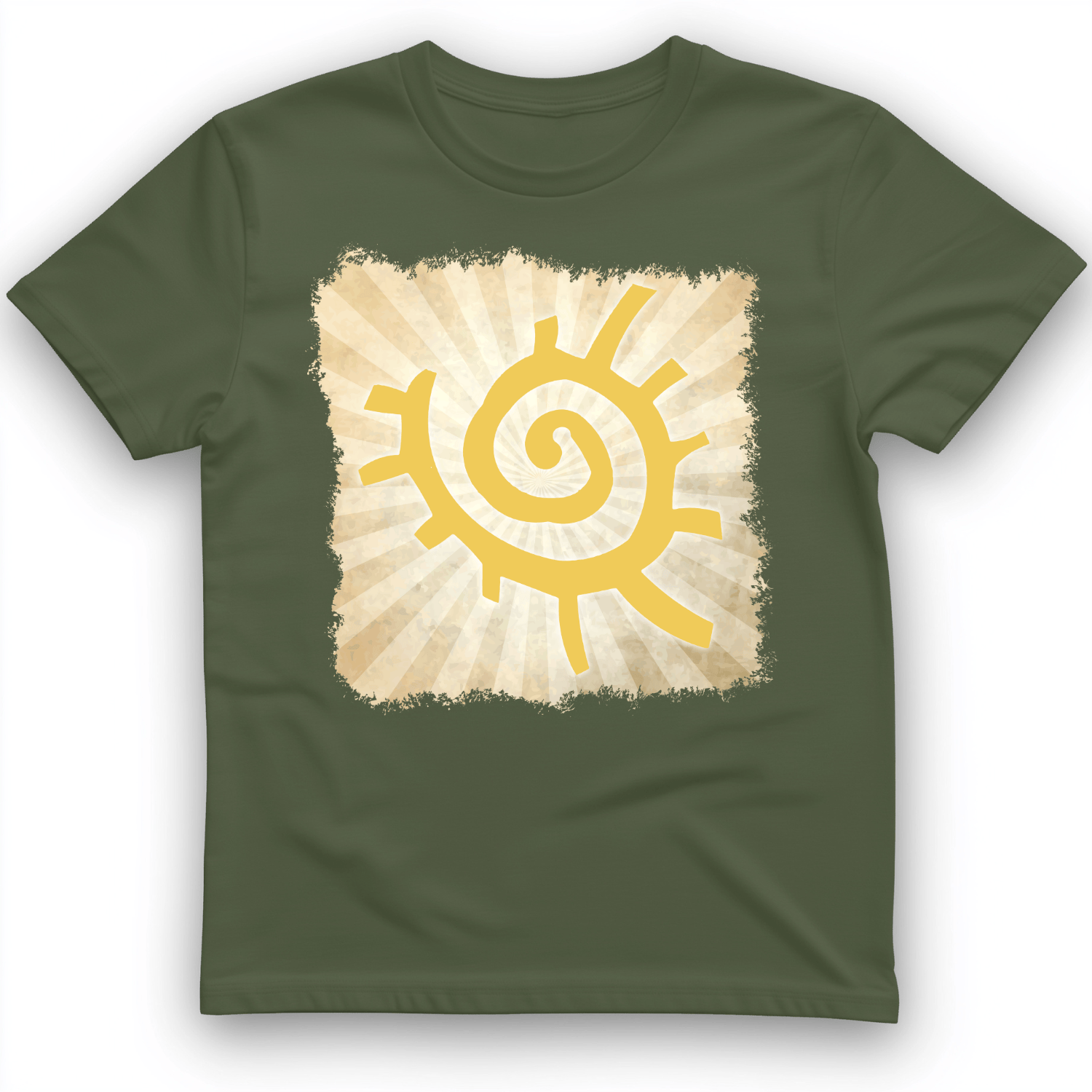 Native American Sun Symbol T-Shirt Military Green / S