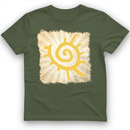 Native American Sun Symbol T-Shirt Military Green / S