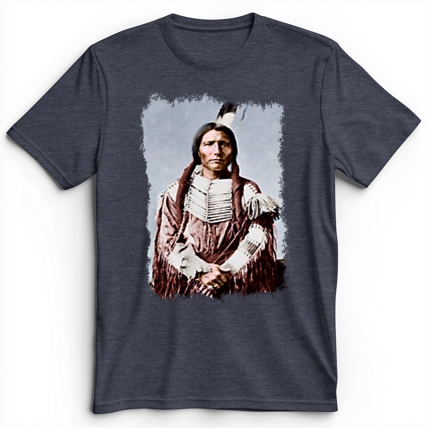 Native American Warrior Premium Tee Heather Navy / S