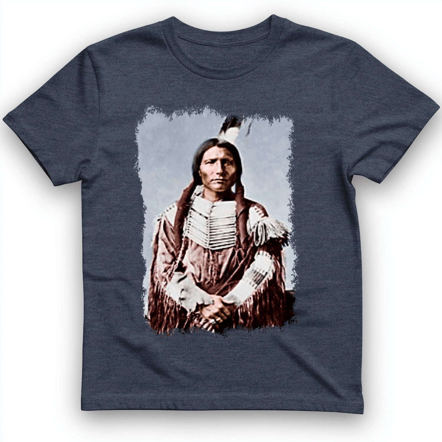 Native American Warrior T-Shirt Heather Navy / S