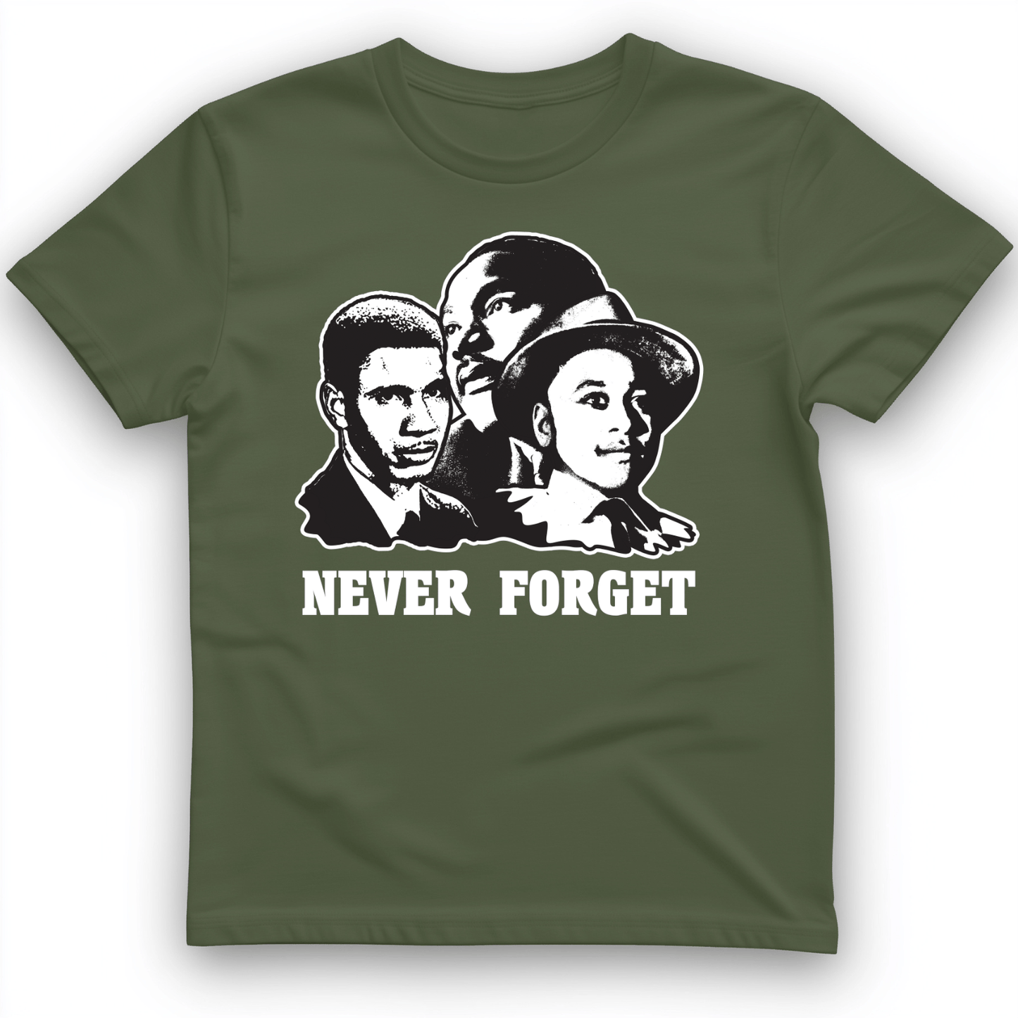 Never Forget Collage T-Shirt Military Green / S
