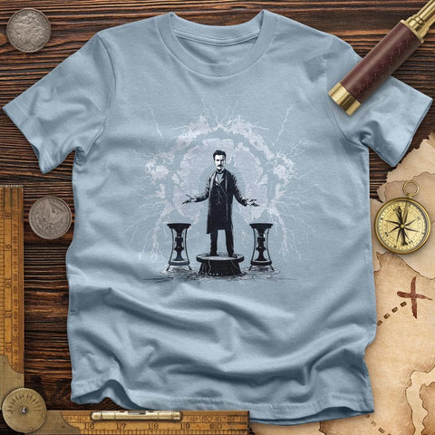 Nikola Tesla High Quality Tee Light Blue / S