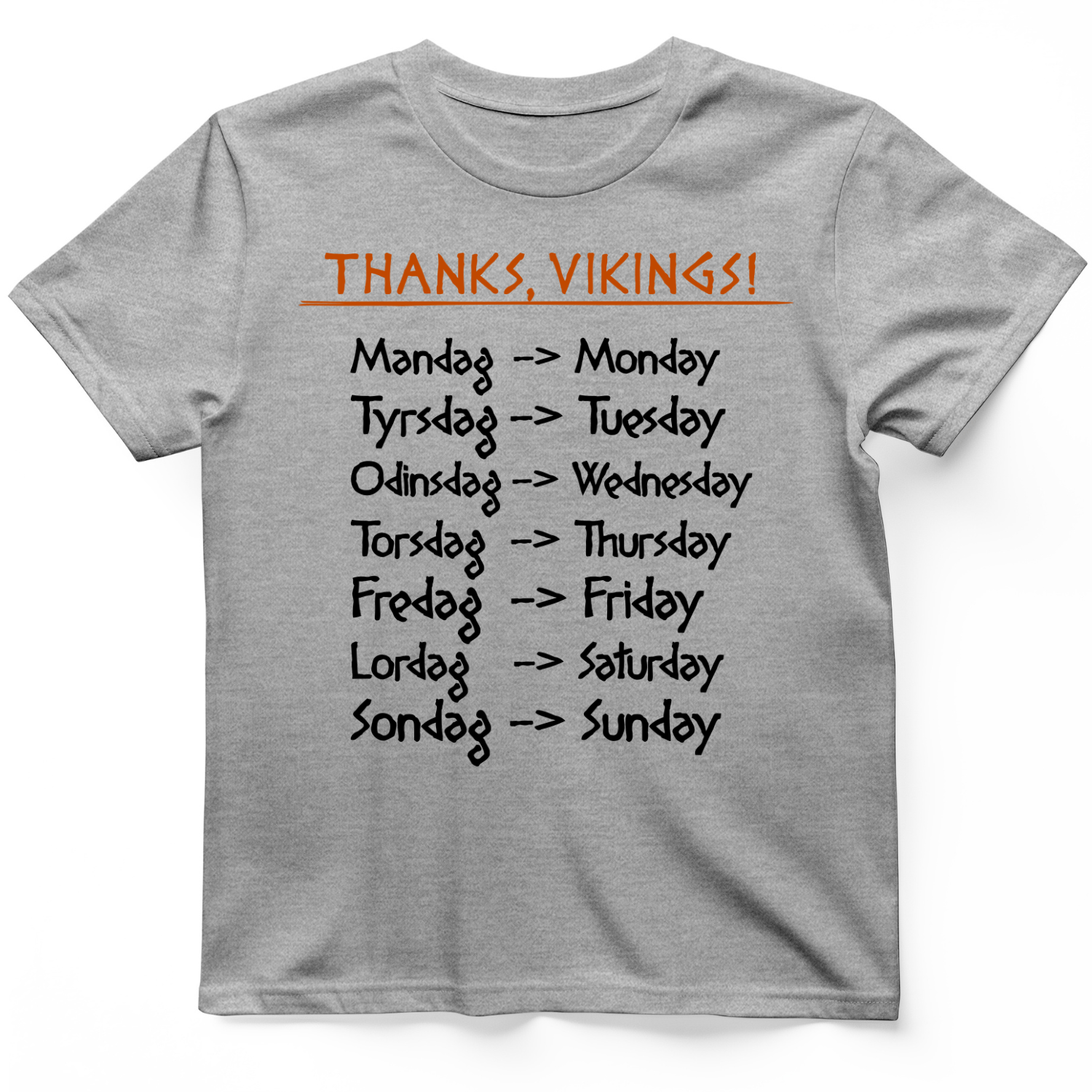 Nordic Gods Days Of The Week T-Shirt Sport Grey / S