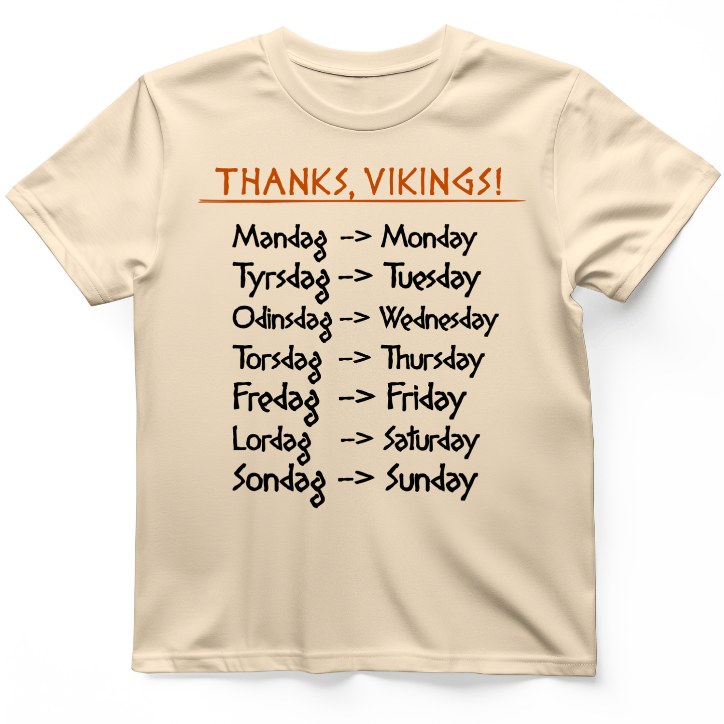 Nordic Gods Days Of The Week T-Shirt Natural / S