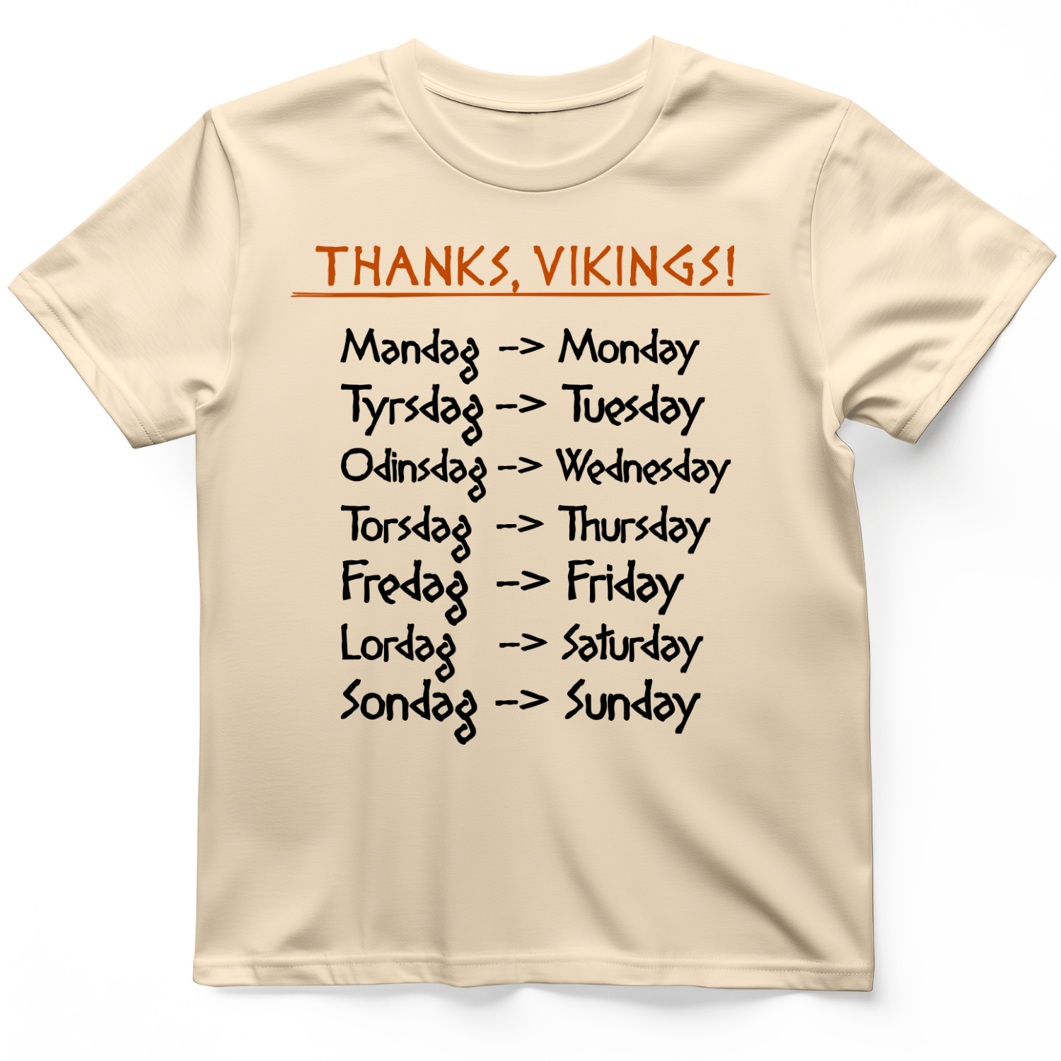 Nordic Gods Days Of The Week T-Shirt Natural / S