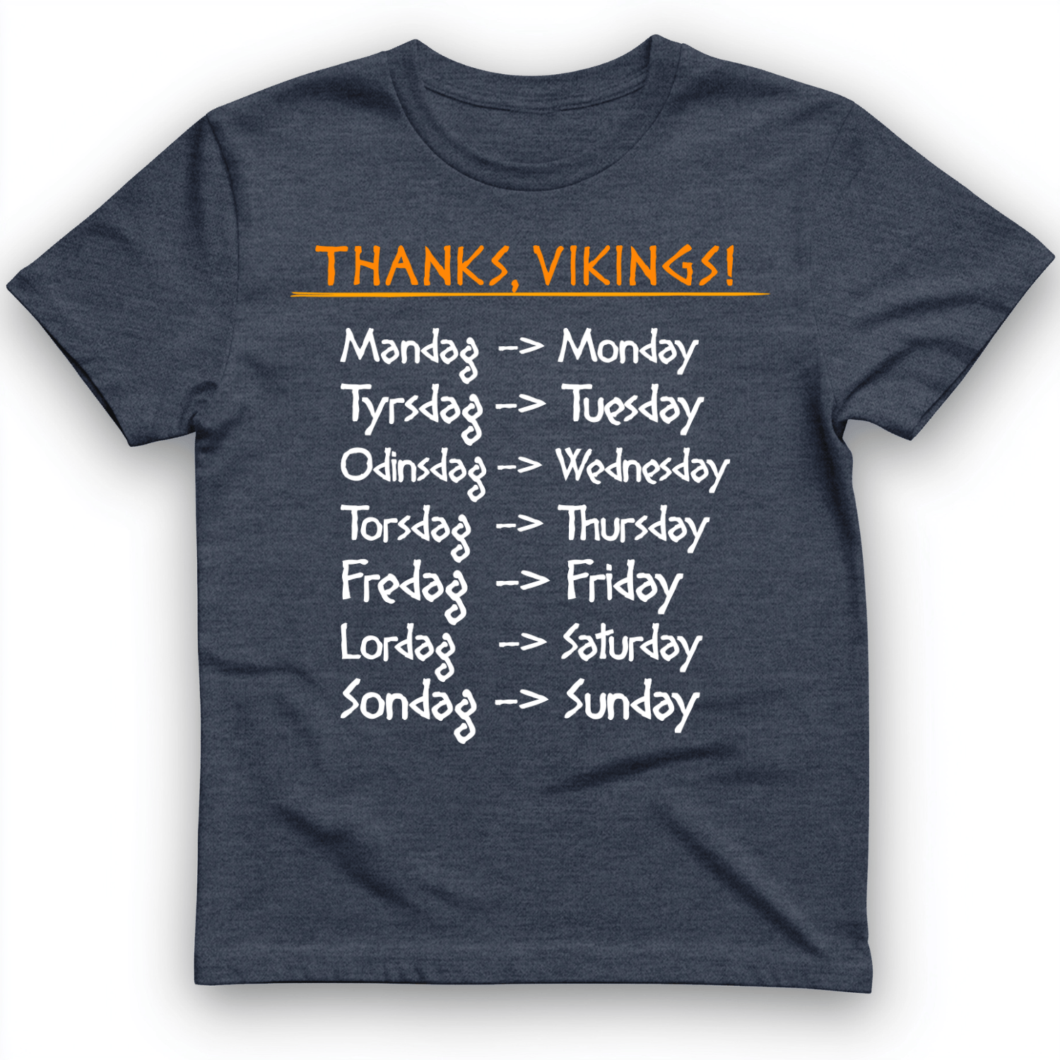 Nordic Gods Days Of The Week T-Shirt Heather Navy / S