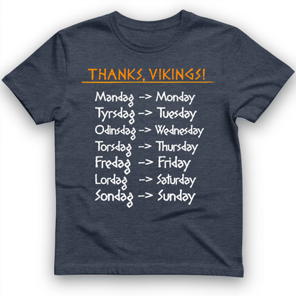 Nordic Gods Days Of The Week T-Shirt Heather Navy / S