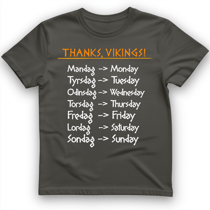 Nordic Gods Days Of The Week T-Shirt Charcoal / S