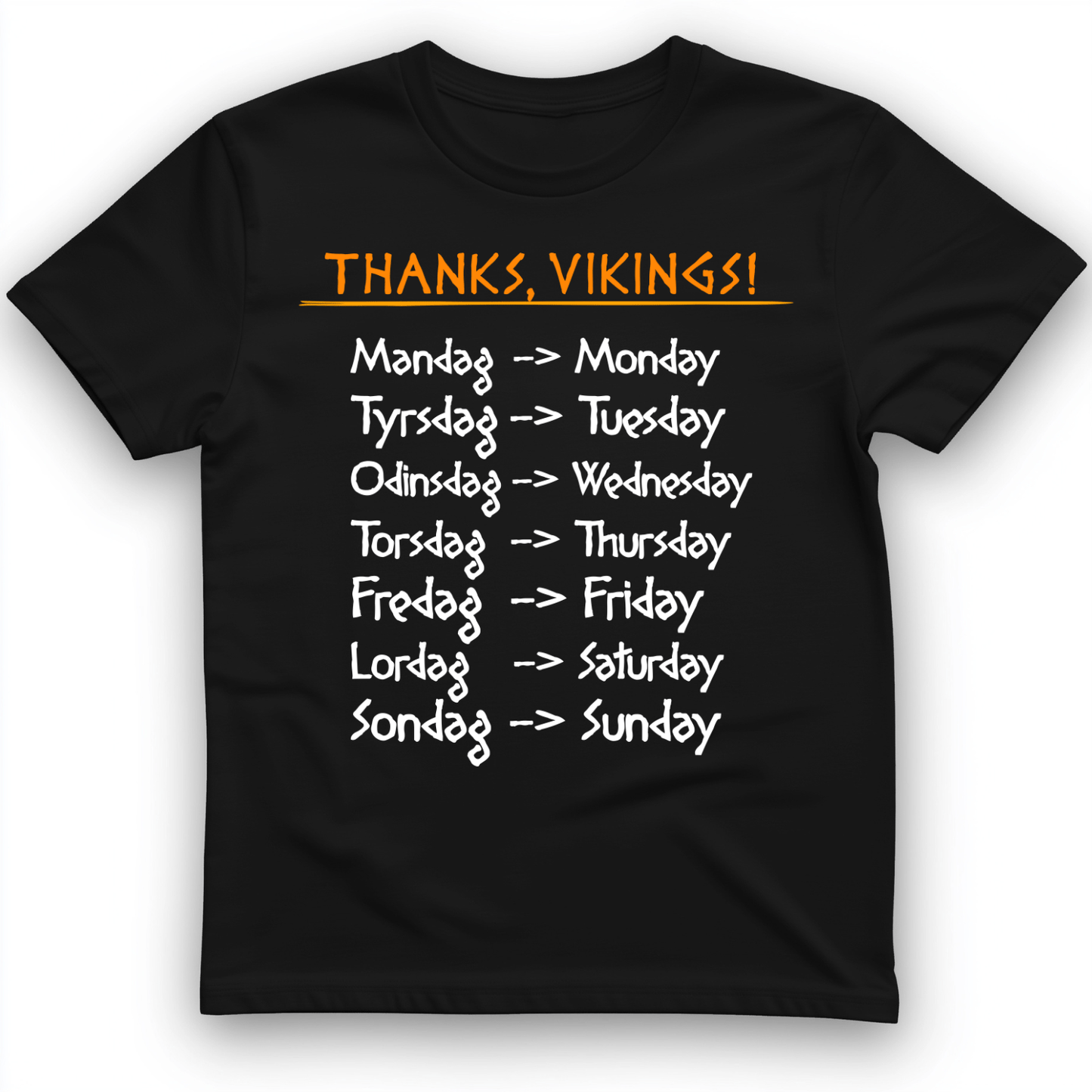Nordic Gods Days Of The Week T-Shirt Black / S
