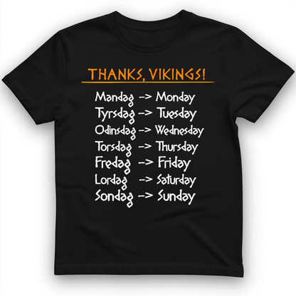 Nordic Gods Days Of The Week T-Shirt Black / S