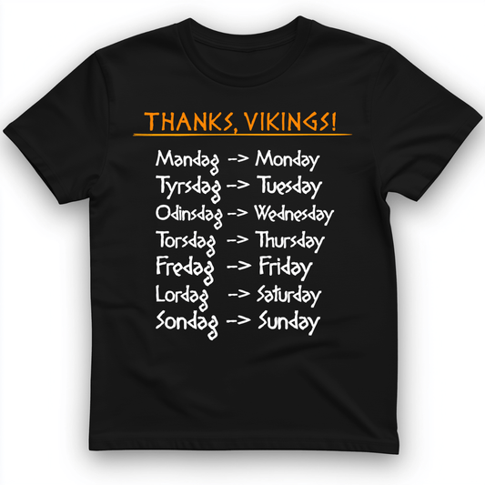 Nordic Gods Days Of The Week T-Shirt Black / S