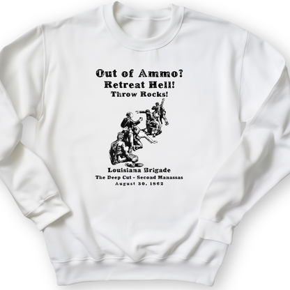Out Of Ammo Throw Rocks Crewneck White / S